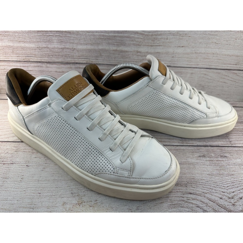 Allen Edmonds Men's White Leather Low Top Sneakers Casual Shoes Size 10.5 D